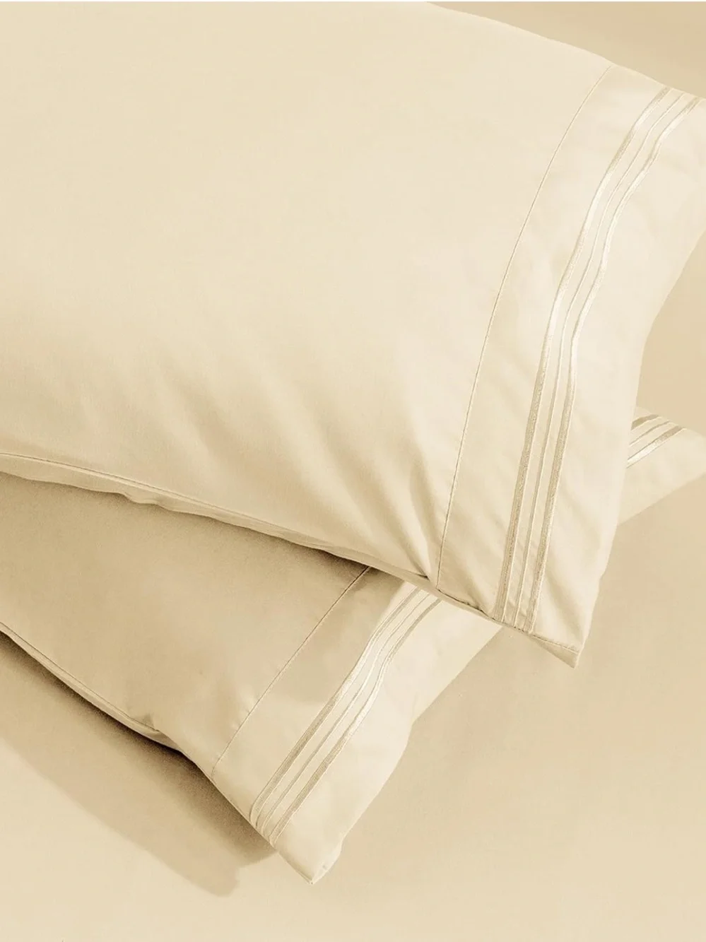 Aormenzy Microfiber Pillow Cases - Standard Size Set of 2 Cream Pillowcases